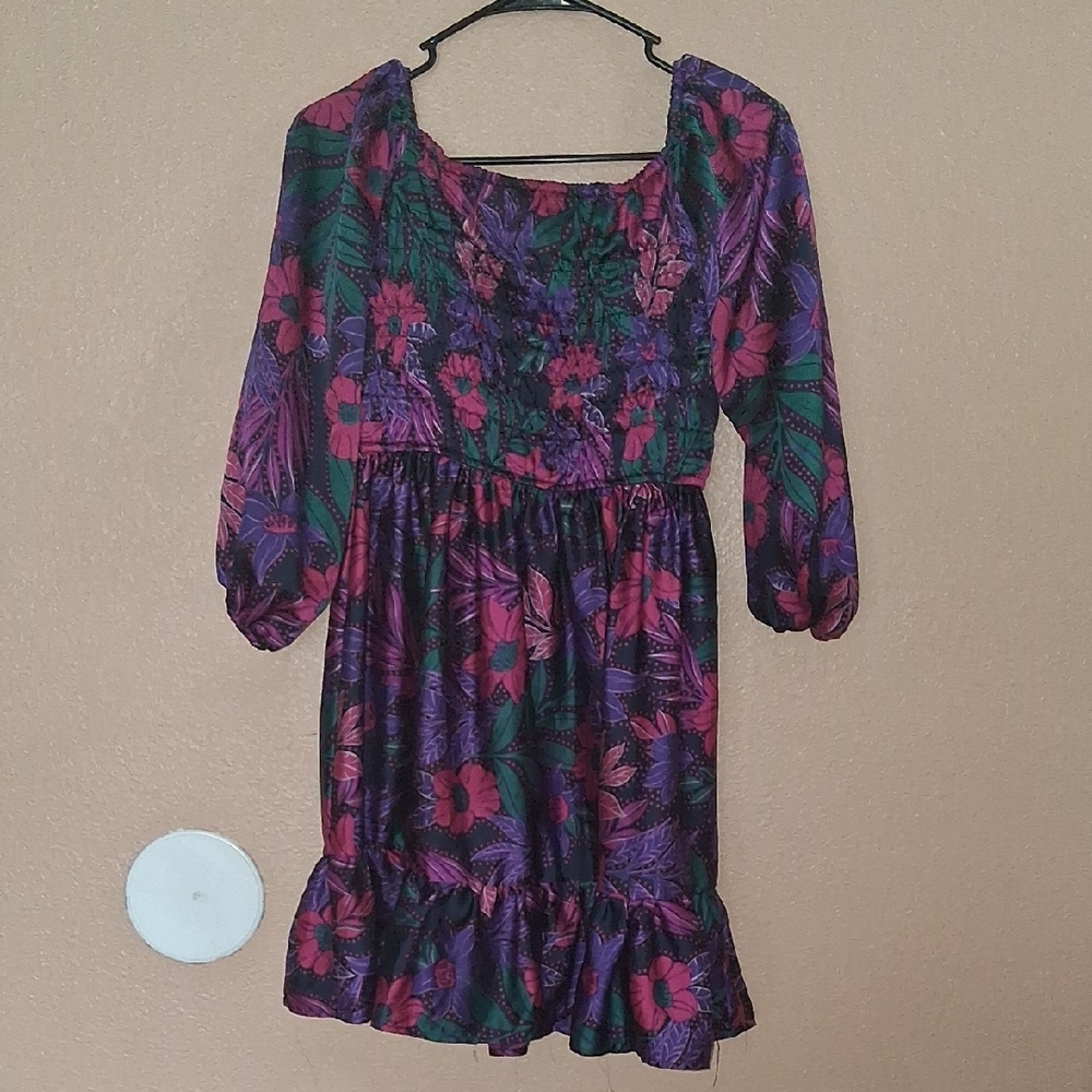 Tropical Bloom Kids Dress - Purple and Pink